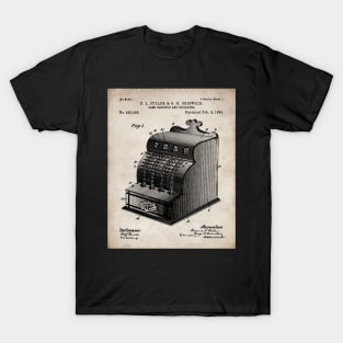 Cash Register Patent - Entrepreneur Office Decor Art - Antique T-Shirt